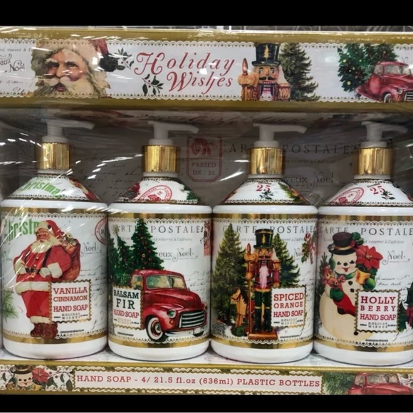 Bath Home And Body Holiday Hand Soap Collection 4 Bottles Holiday